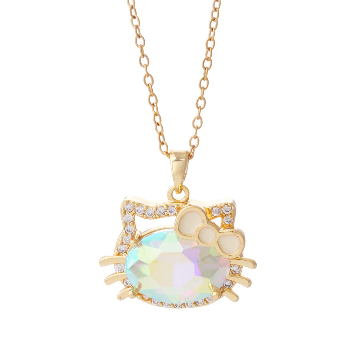 Titanium Steel Female Gold Cat Cartoon Design High-grade Necklaces
