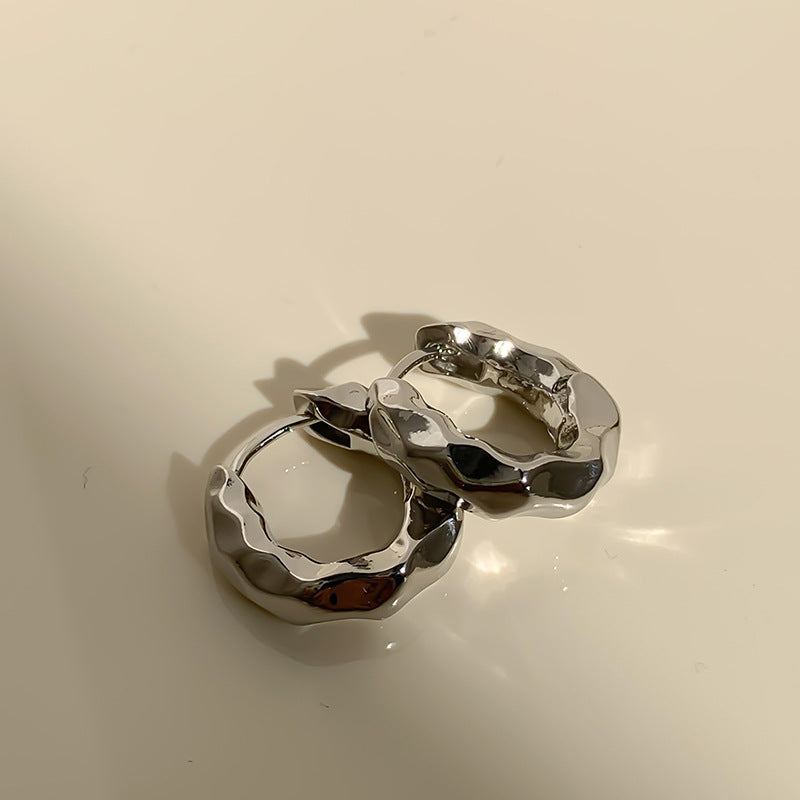 Design Metal Texture Small Clip Simple Trend Earrings