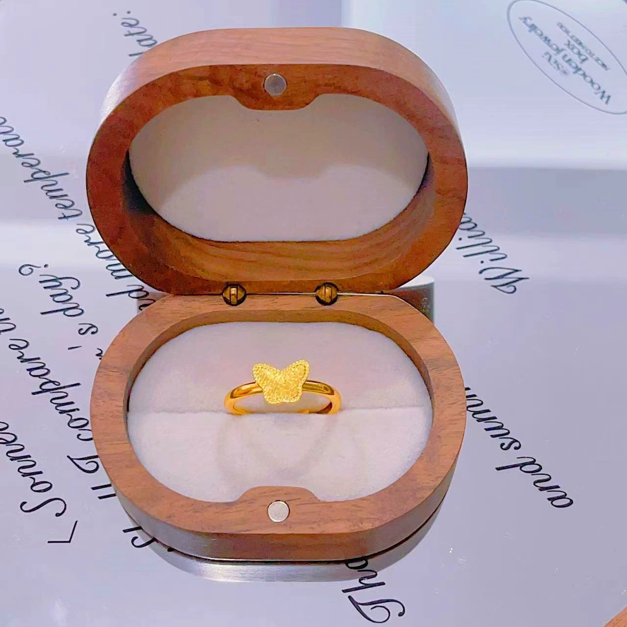 Gold Ancient Brushed Flower Niche Design Light Luxury Open Rings
