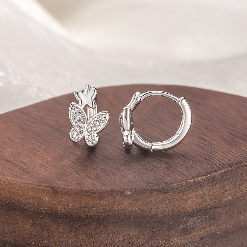 Rhinestone Butterfly Light Luxury High-grade Sense Ear Design Exquisite Small Earrings