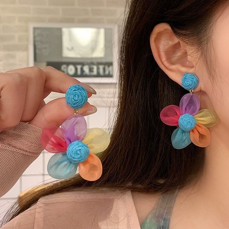 Palette Niche Design Sunflower Flower Female Vacation Style Stud Earrings