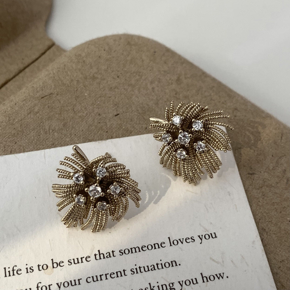 Simple Light Luxury High-grade Micro Inlaid Zircon Fireworks Ear Elegant Earrings