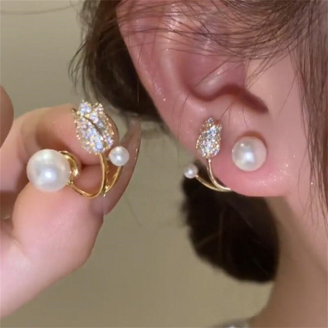 Classic Style Design Tulip Pearl Korean Earrings