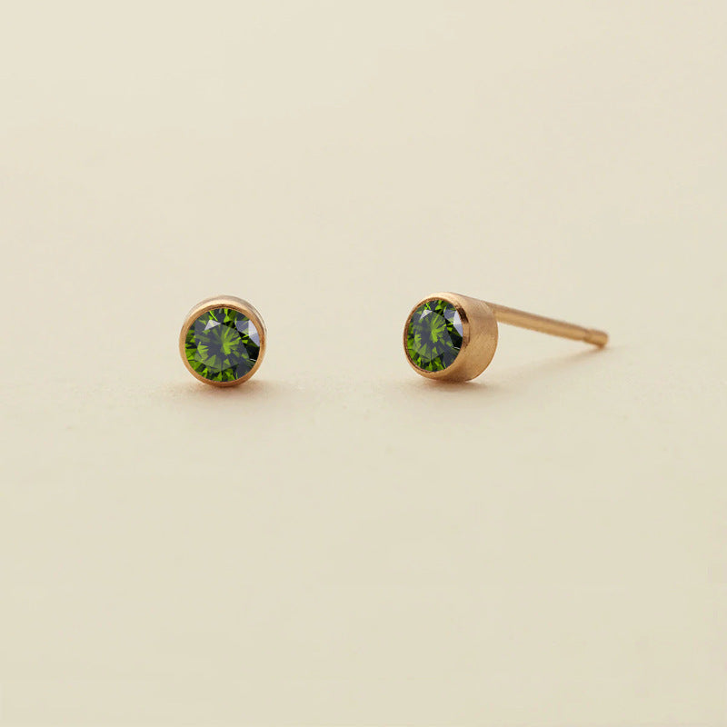 Rhinestone Color Niche Stainless Steel Gold Plated Ear Stud Earrings