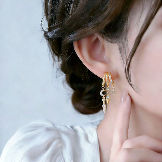 Women's Luxury Fashion Electroplated Personalized Creative Design Inlaid Zircon Sense Stud Earrings