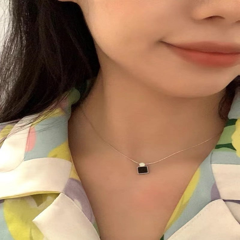 Women's Black Square For Light Luxury Temperament Niche Design Necklace