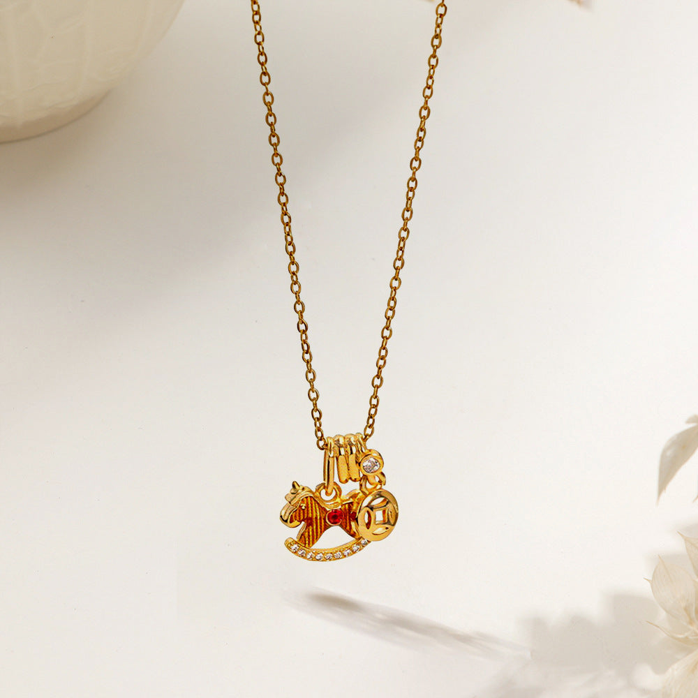 Women's Micro Inlaid Zircon Sun Star Moon Zodiac Clavicle Necklace