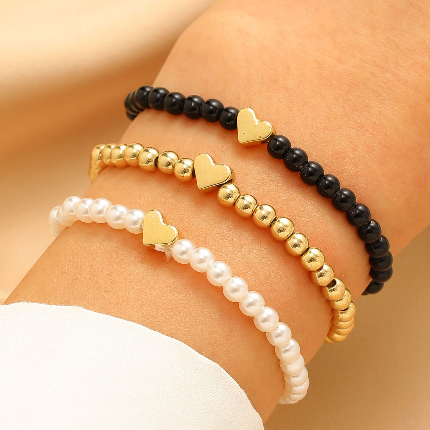 Women's Cool Couple Beach Style Handmade Beaded Stretch Wafer Bracelet