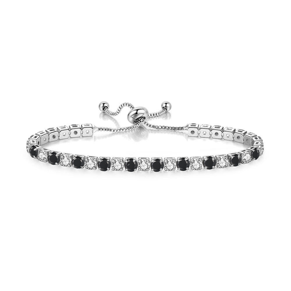 Color Zircon Female Full Diamond White Gold Plated Tennis Bracelets