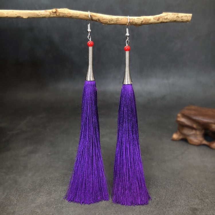 Women's Ethnic Style Tassel Classical Temperament Long Rings