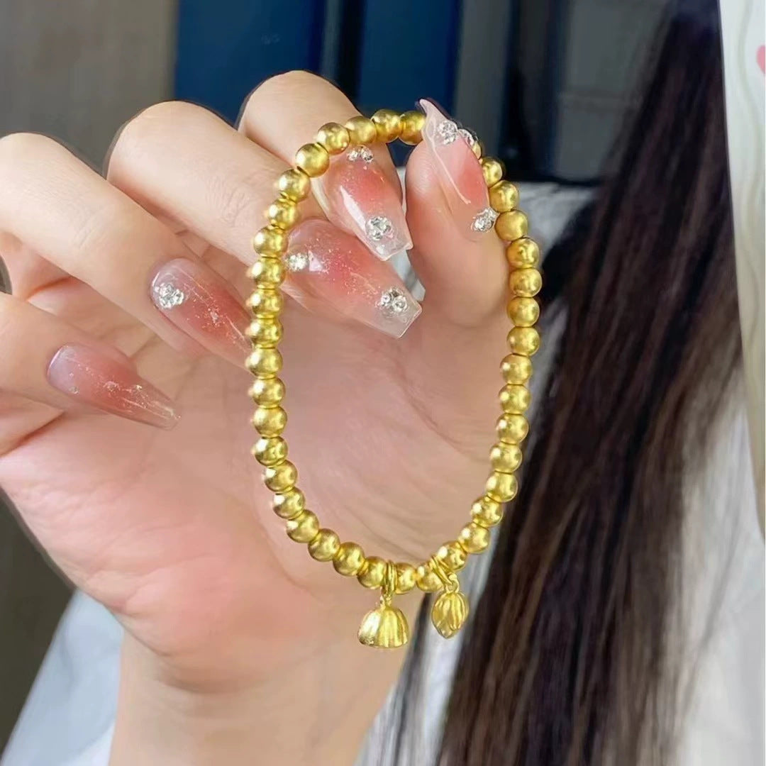 Trendy Sier Plated Lotus Flower Seedpod Sliver Beads Two World Bracelet