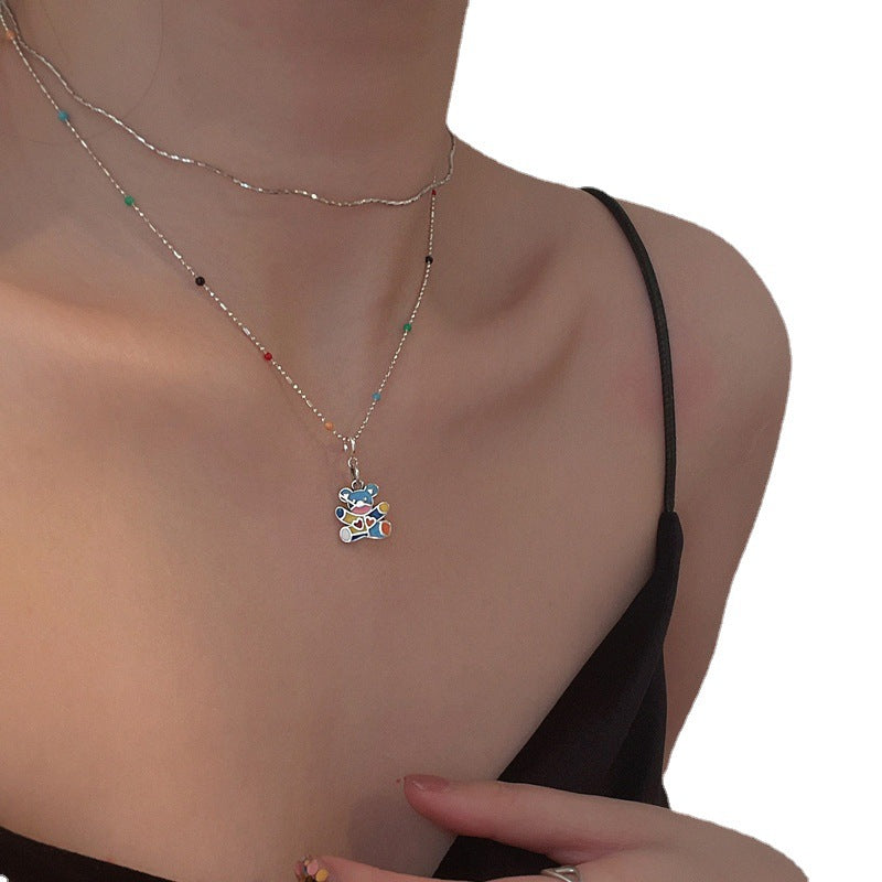 Women's Rainbow Bear For Niche Design Simple Clavicle Chain Sweater Necklace