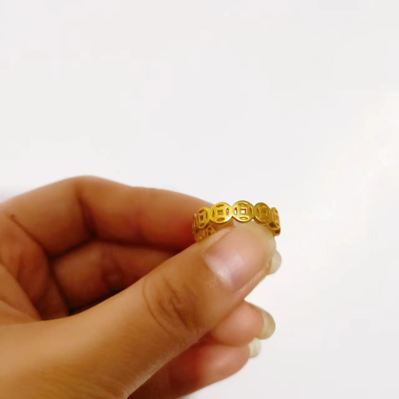 Women's Simulated Vietnam Alluvial Gold Open Coin Rings