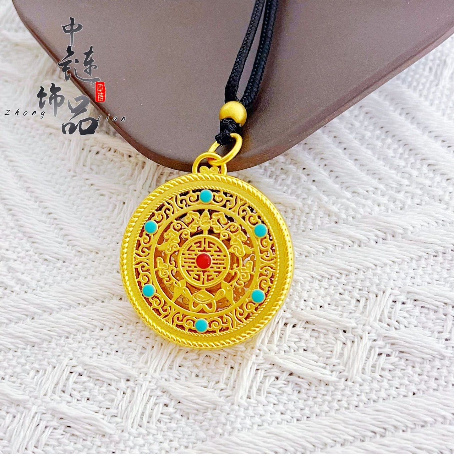 Shop Alluvial Retro National Style Hollow Five Blessing Pendants