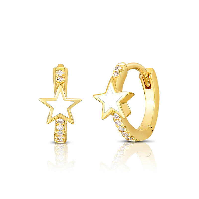Sier Needle Fashion Simple Heart-shaped Geometric Ear French Stud Earrings