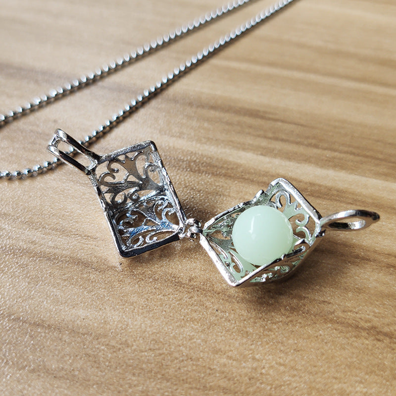 Luminous Hollow Ing Tree Square Vintage Openable Sier Alloy Pendants