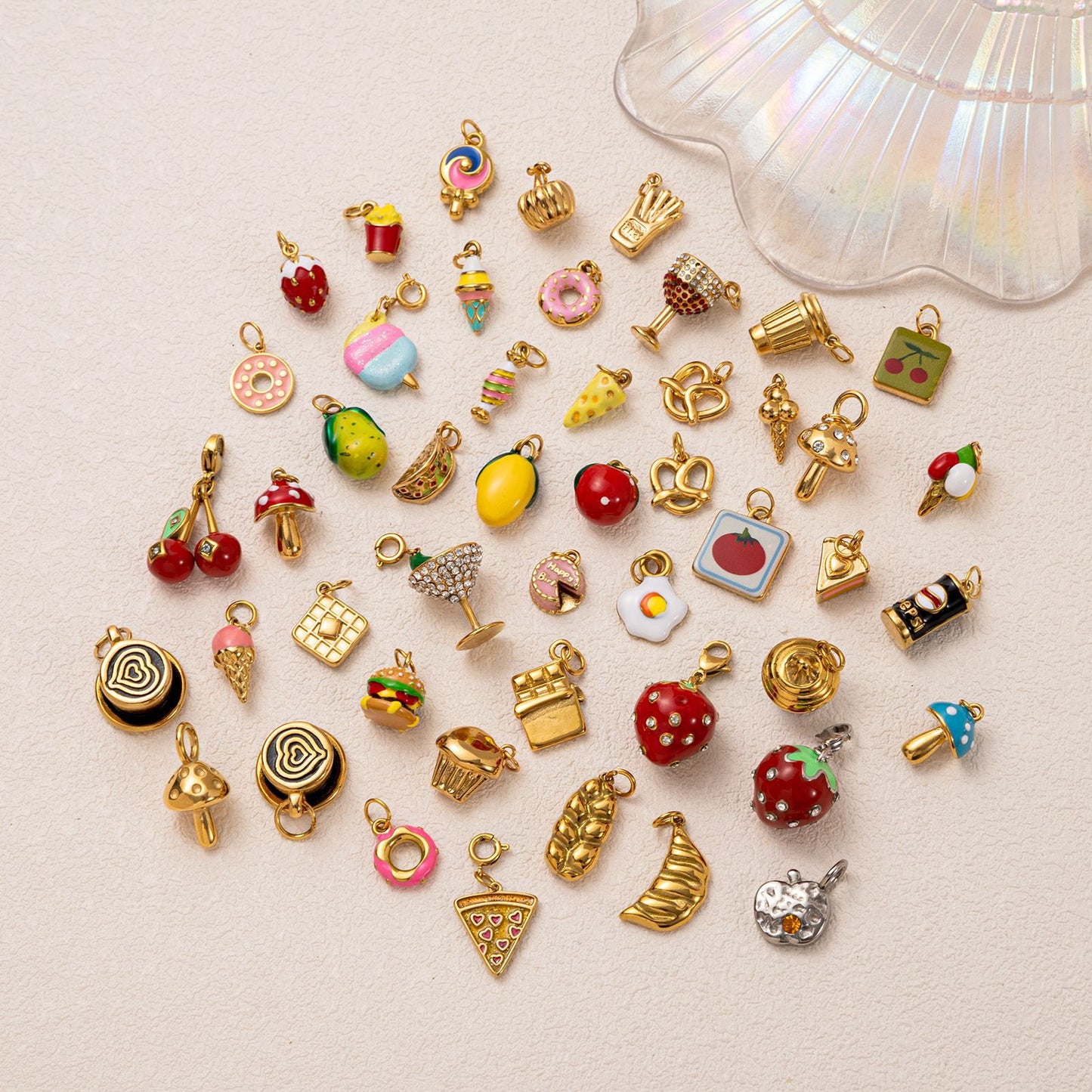 Mushroom Parts Vacuum Plating Gold Color Pendants
