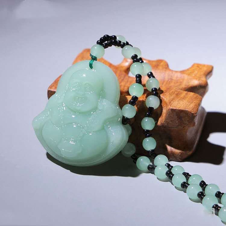 Women's & Men's Of Maitreya Buddha Activity Gift Glass Ornament Necklaces