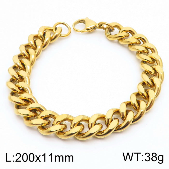 Men's Fashion Side Flat Chain Stainless Steel Bracelets