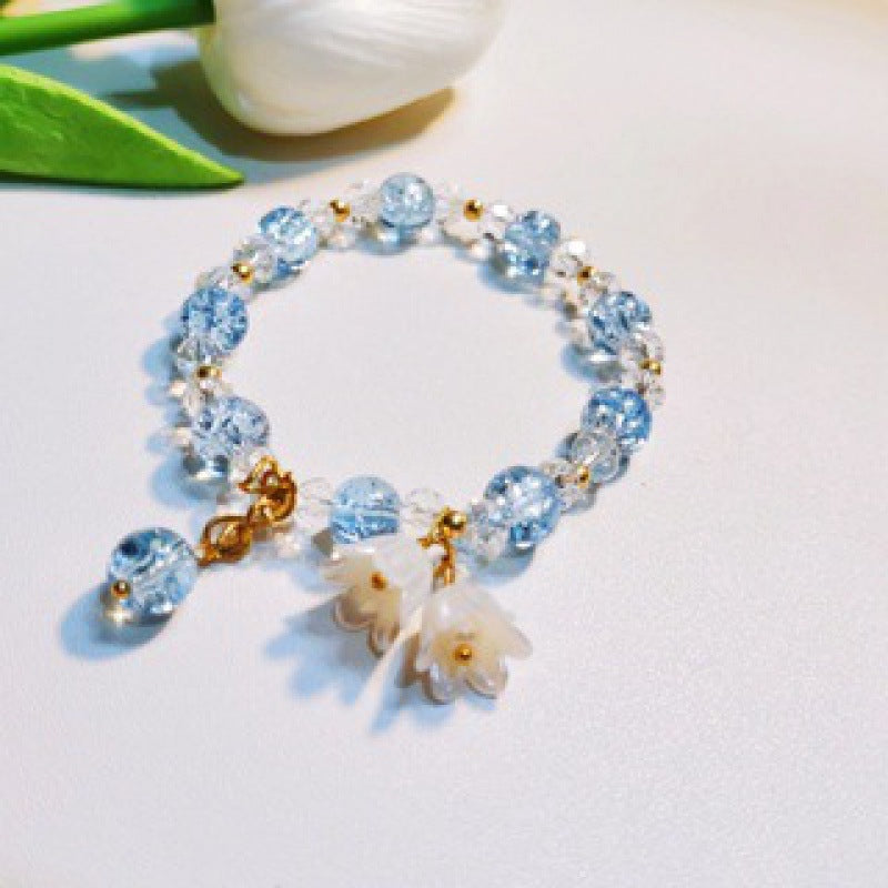 Female Aquamarine Gray Moonlight Natural Crystal Bracelet