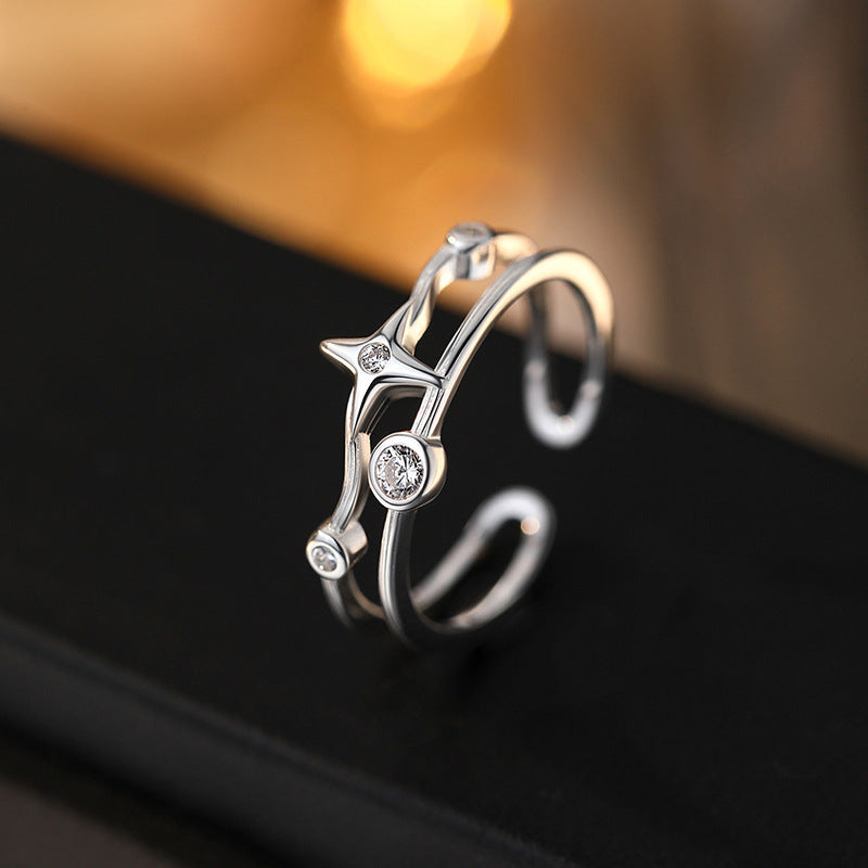 Luxury Simplicity Sparking Zirconium Four Stars Rings