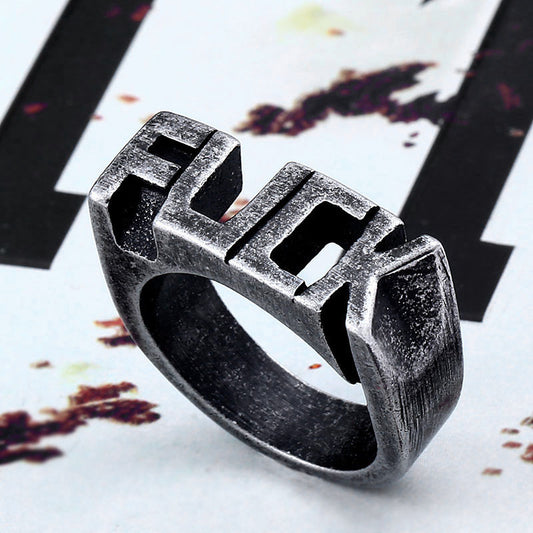 Men's Simple Personality Letter Stainless Steel Ornament Vintage Rings