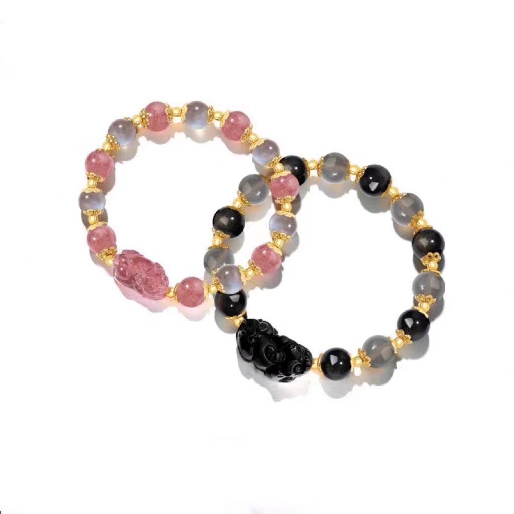 Natural Strawberry Obsidian Pi Female Niche Bracelets