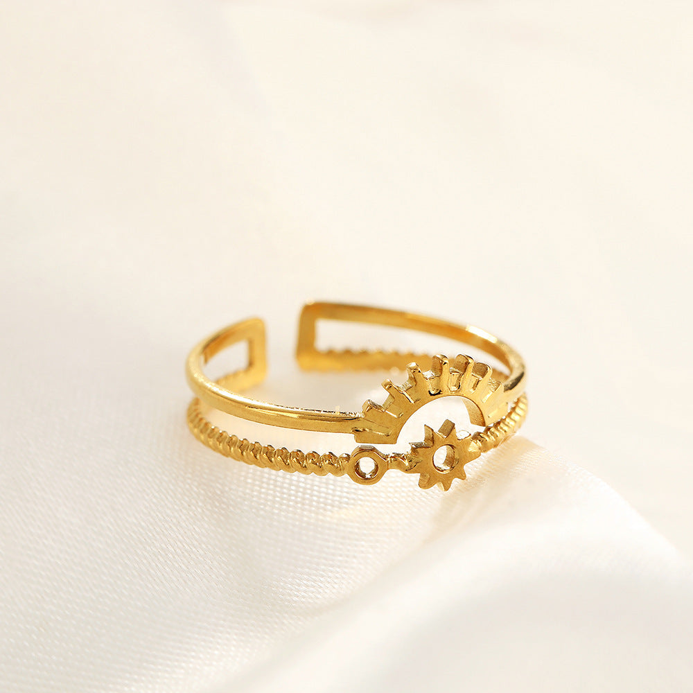 French Style Open Mouth Cold Stainless Steel Personality Special Interest Ring