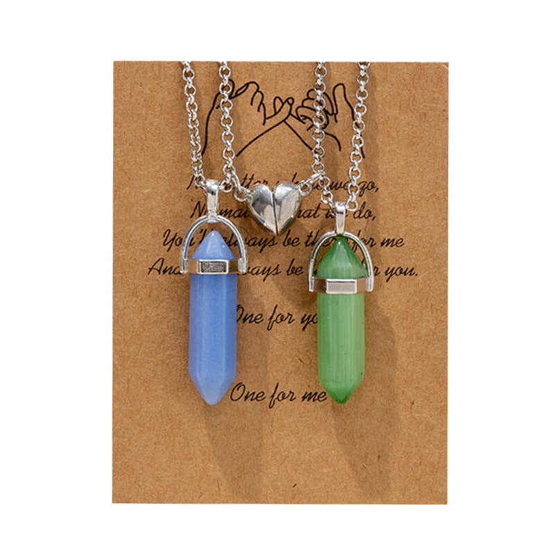 Prism Couple Magnetic Natural Stone Crystal Pendants