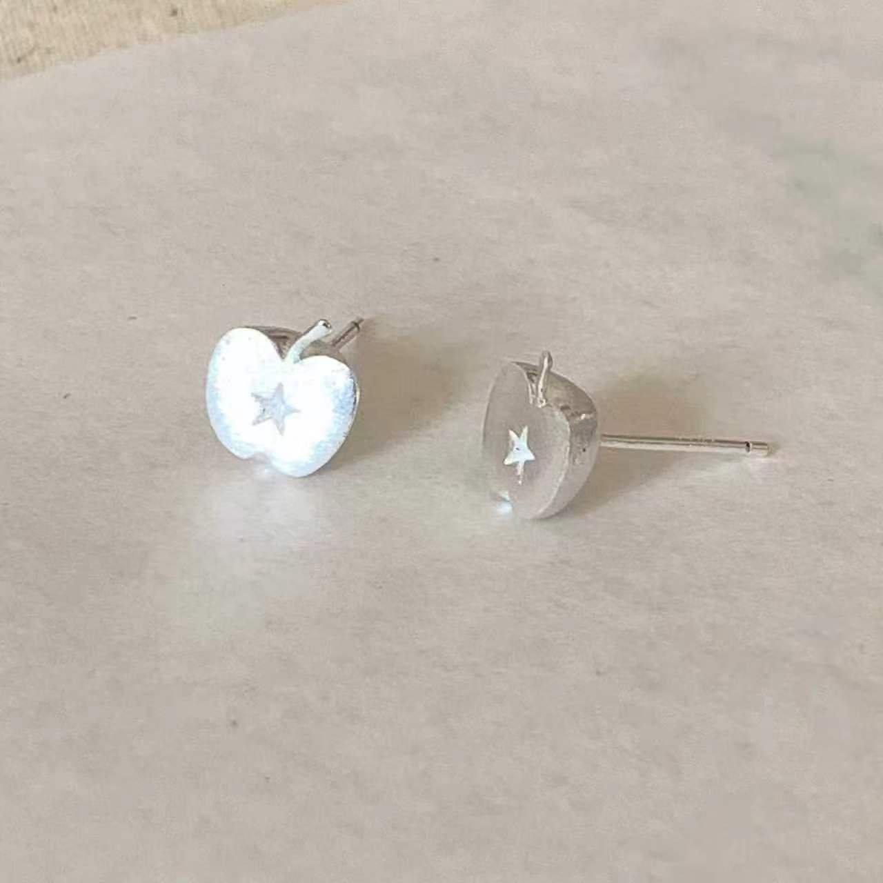 Unique Design Brushed Apple Female Exquisite Daily Fashion Stud Earrings