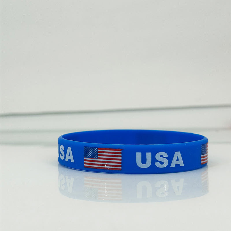 Silicone National Flag Stars Stripes Wristband Patriotic Theme Bracelets