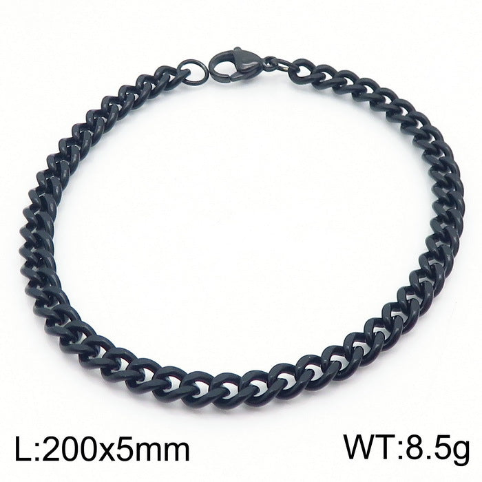 Men's Fashion Side Flat Chain Stainless Steel Bracelets