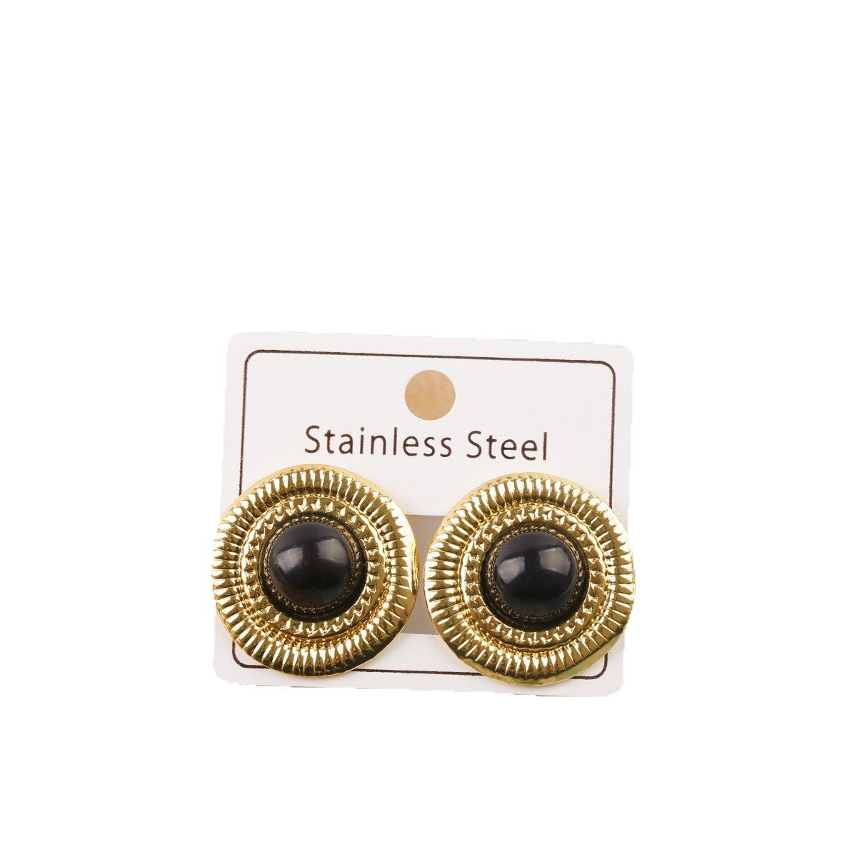 Stainless Steel Natural Stone Sunflower Cat's Earrings
