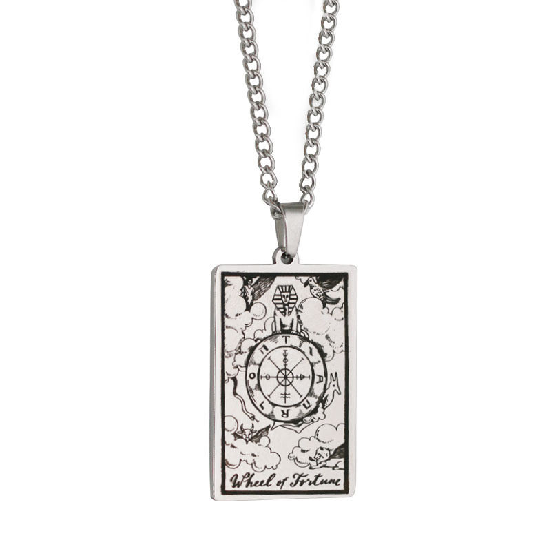 Zhang Tarot Titanium Steel Retro Rectangular Necklaces
