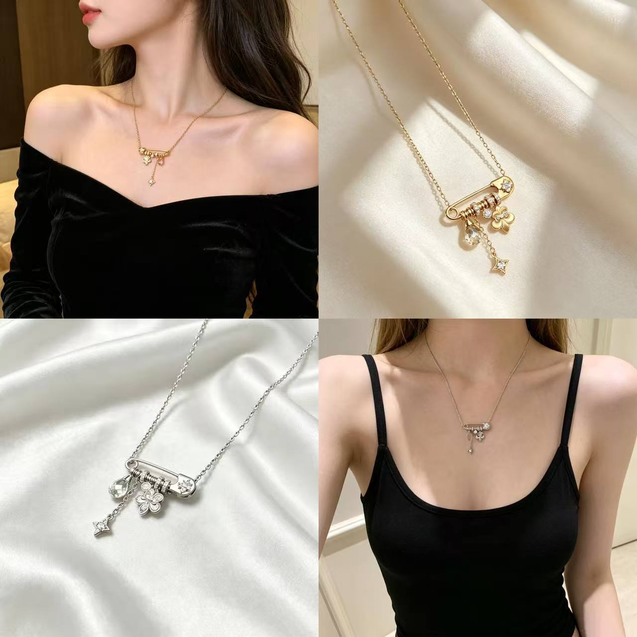 Flower-de-luce Asterism Pin Light Luxury Sense Clavicle Necklaces