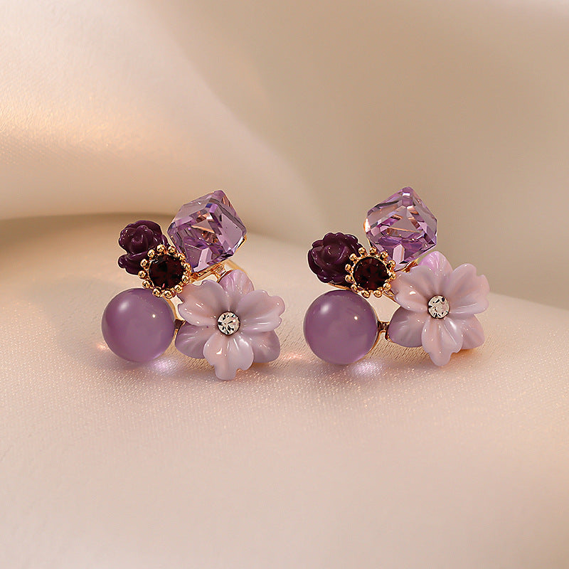 Needle Butterfly Enamel Vintage Court Style Delicate Light Luxury Earrings