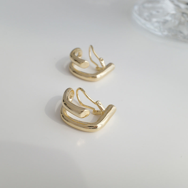 Glossy Ear Clip Female Temperament Personality Earrings