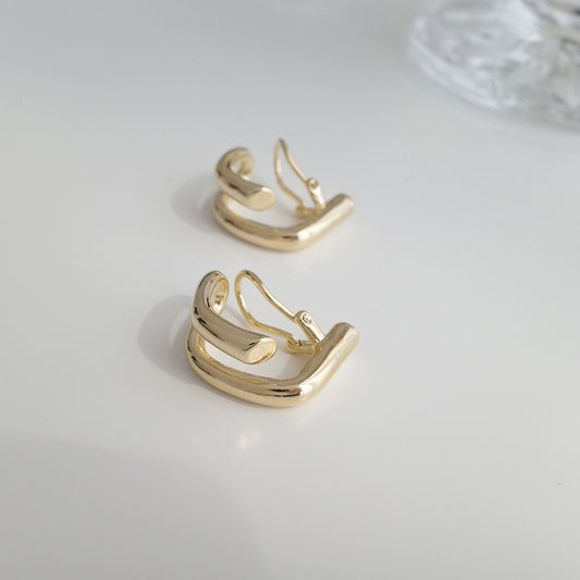 Glossy Ear Clip Female Temperament Personality Earrings