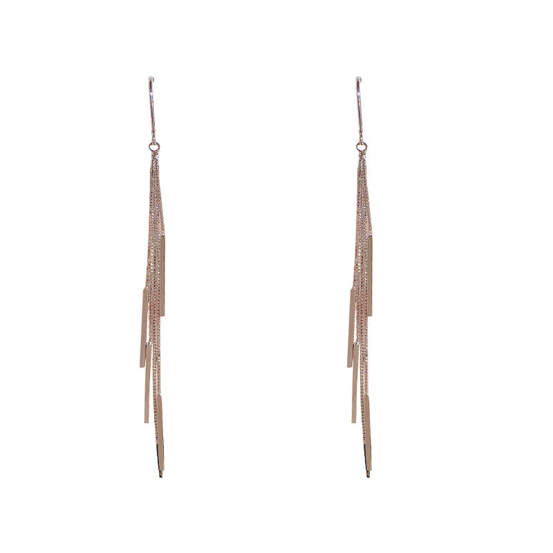 Sier Chain Tassel Female Graceful Fashionable Earrings