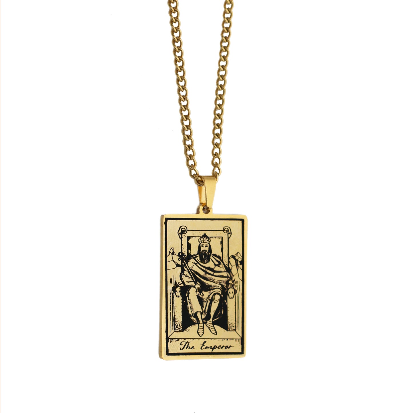 Zhang Tarot Titanium Steel Retro Rectangular Necklaces