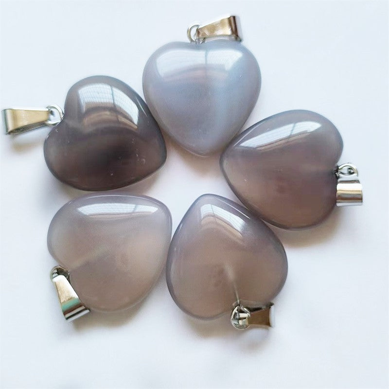 Stone Love Crystal Agate Heart Peach Pendants