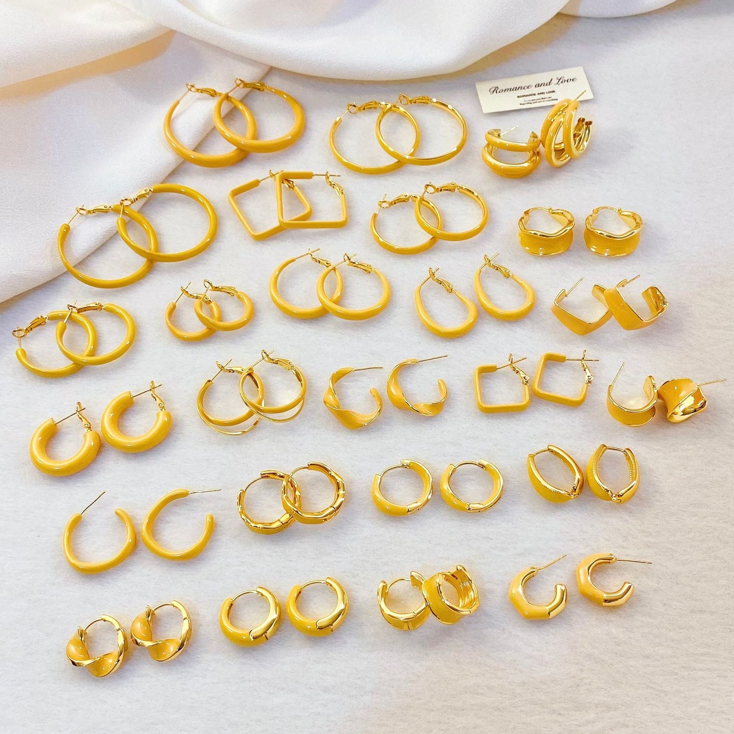 Plated Real Gold Ginger Flower Enamel Drip Glazed Female Sweet Earrings
