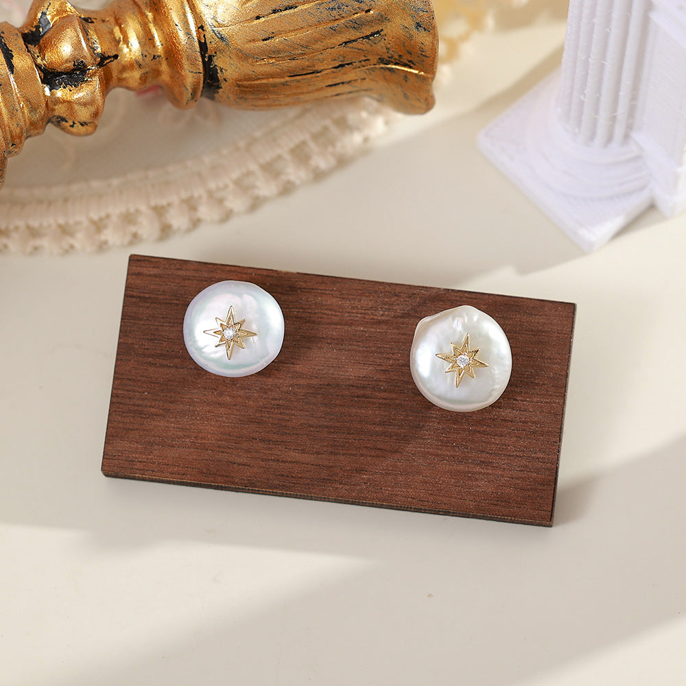 Freshwater Pearl Ear Fashionable Elegant High-grade Earrings