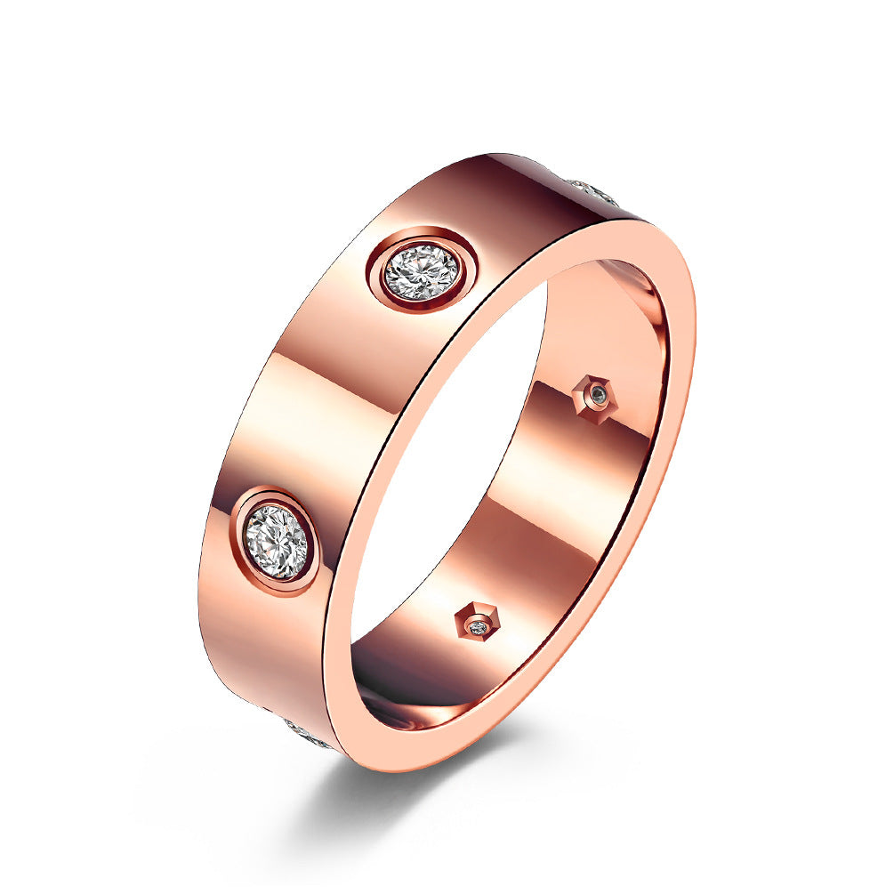 Steel Diamond Couple Male Female Trendy Rings