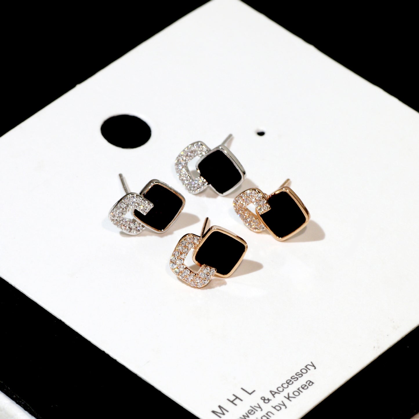 Women's For Simple Black Sier Pin Refined Earrings