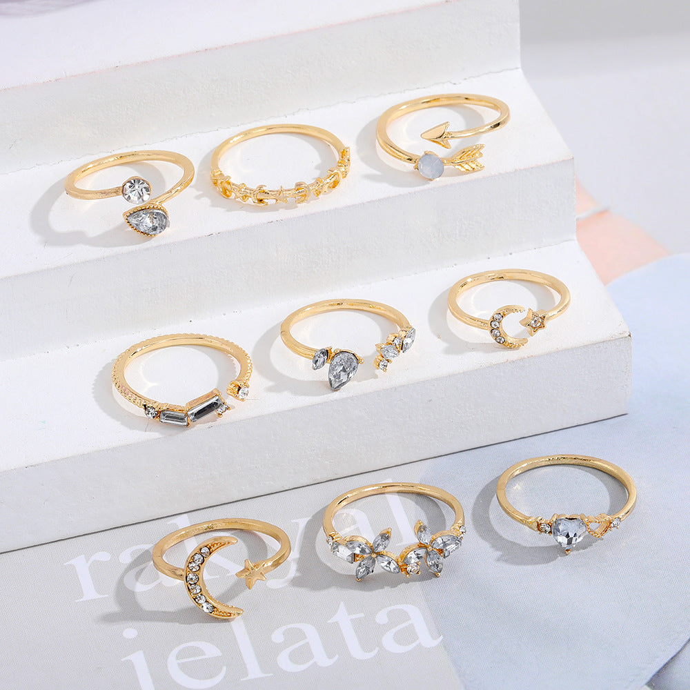 Star Moon Love Leaf Set Female Light Luxury High-grade Rings