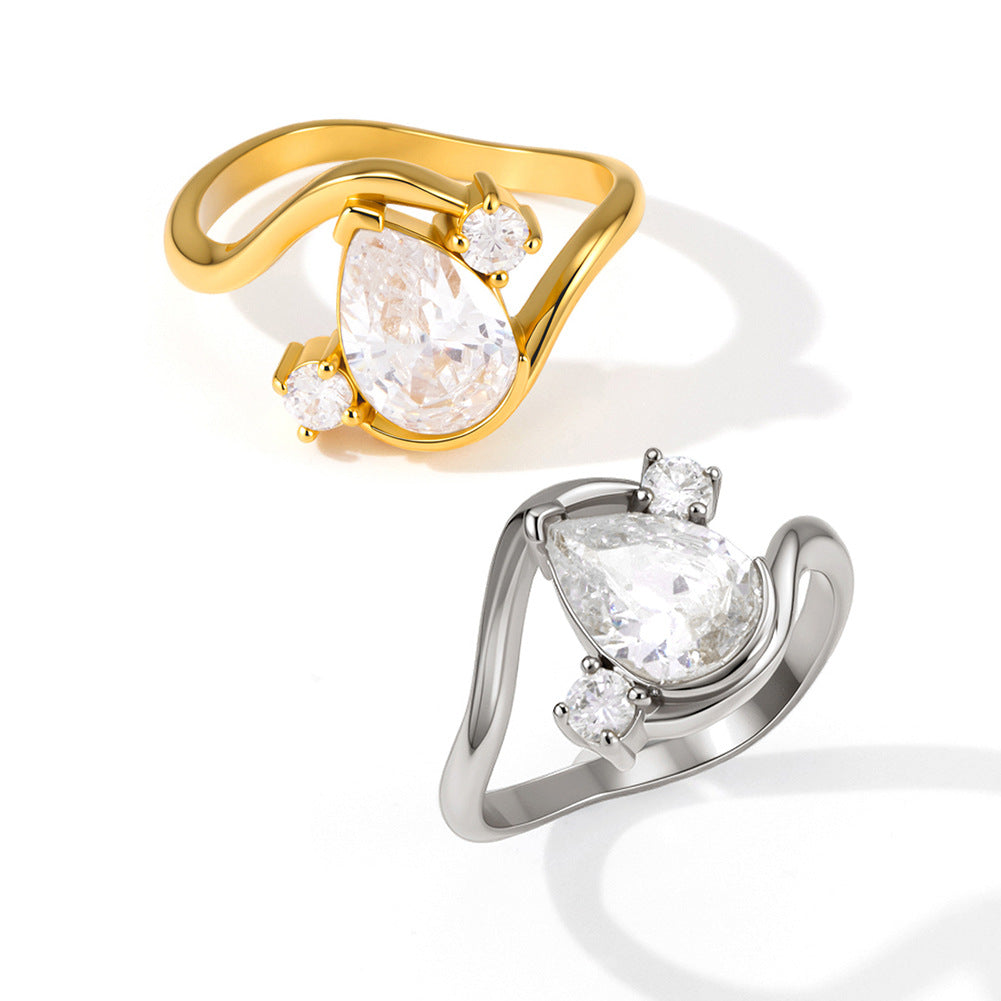 Zircon Niche High Sense Titanium Steel No Fading Female Light Rings