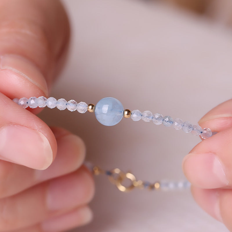 Light Blue Natural Aquamarine Niche Design Girlfriends Gift Bracelets