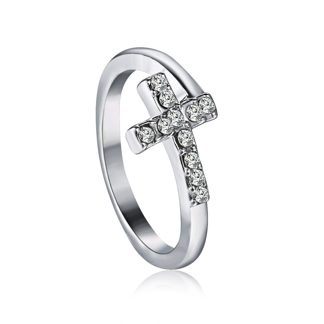 Women's Diamond Cross Heart-shaped Open Geometric Peach Rings