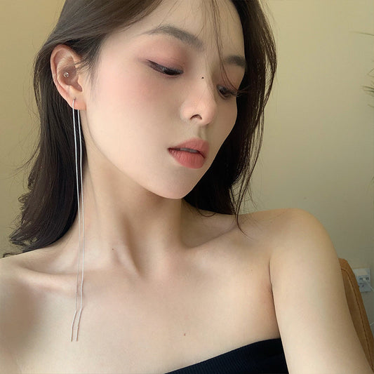 Women's Lengthened Sterling Sier Korean Style Personalized Minimalist Ear Line